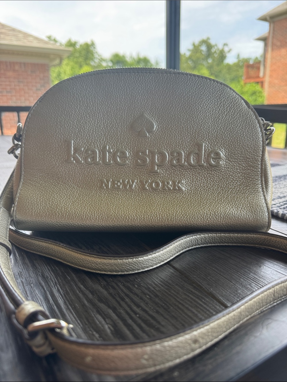 kate spade Metallic Silver Dome Crossbody Bag